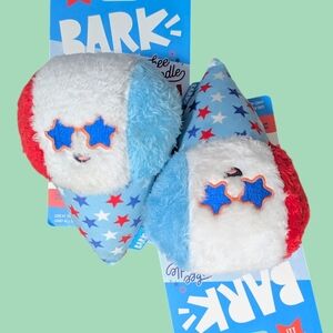 (2) Bark Box Gordon Yankee Doodle Soft Plush Squeaker Dog Toy USA Ice Cream Cone